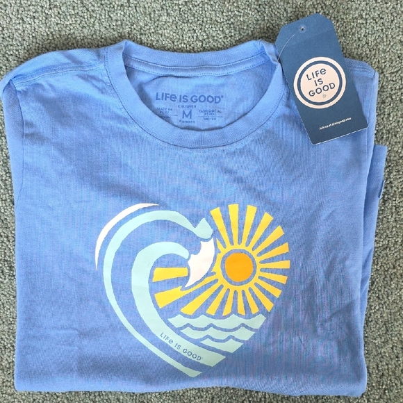 Life Is Good Women's T-Shirts, 2, NWT, Size Med, Light Blue And Navy. - Picture 4 of 13